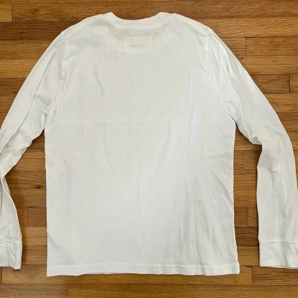 4/$25 Abercrombie kids Boys White Long Sleeve T-Shirt with Holographic Logo - Picture 2 of 7
